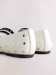White Standard Fit Forever Comfort® Point Toe Stud Mary Jane Shoes - Image 11 of 13