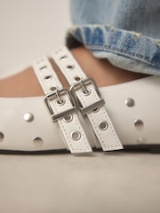 White Standard Fit Forever Comfort® Point Toe Stud Mary Jane Shoes - Image 7 of 13