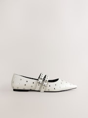 White Standard Fit Forever Comfort® Point Toe Stud Mary Jane Shoes - Image 9 of 13