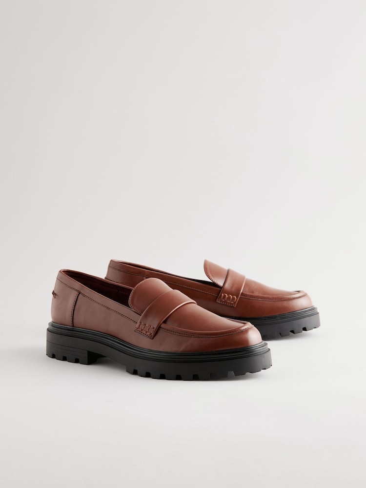Tan Brown Standard/Wide Fit Forever Comfort® Chunky Loafers - Image 5 of 9