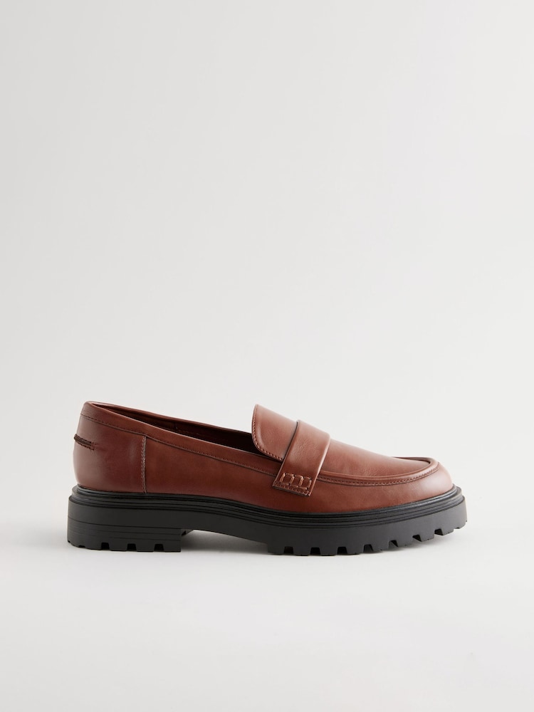 Tan Brown Standard/Wide Fit Forever Comfort® Chunky Loafers - Image 6 of 9