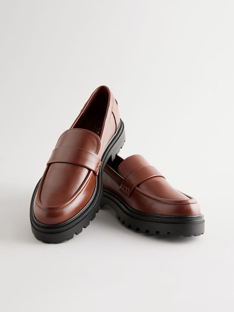 Tan Brown Standard/Wide Fit Forever Comfort® Chunky Loafers - Image 7 of 9