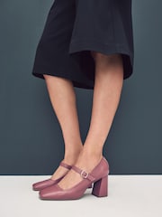 Rose Pink Standard Fit Forever Comfort® Premium Leather With Motionflex Square Toe Block Heel Mary Jane Shoes - Image 2 of 7