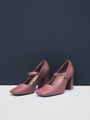 Rose Pink Standard Fit Forever Comfort® Premium Leather With Motionflex Square Toe Block Heel Mary Jane Shoes - Image 3 of 7