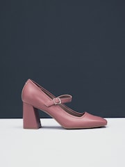 Rose Pink Standard Fit Forever Comfort® Premium Leather With Motionflex Square Toe Block Heel Mary Jane Shoes - Image 4 of 7
