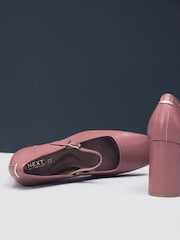 Rose Pink Standard Fit Forever Comfort® Premium Leather With Motionflex Square Toe Block Heel Mary Jane Shoes - Image 6 of 7