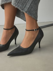 Black Standard Fit Forever Comfort® Point Toe Ankle Strap Courts - Image 3 of 8