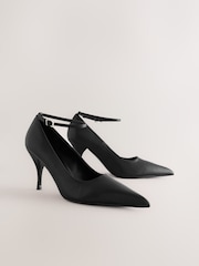 Black Standard Fit Forever Comfort® Point Toe Ankle Strap Courts - Image 4 of 8