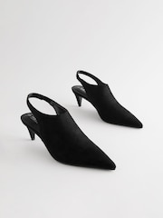 أسود - Forever Comfort® Point Toe Sling Back High Cut Heels - صورة 4 من 9