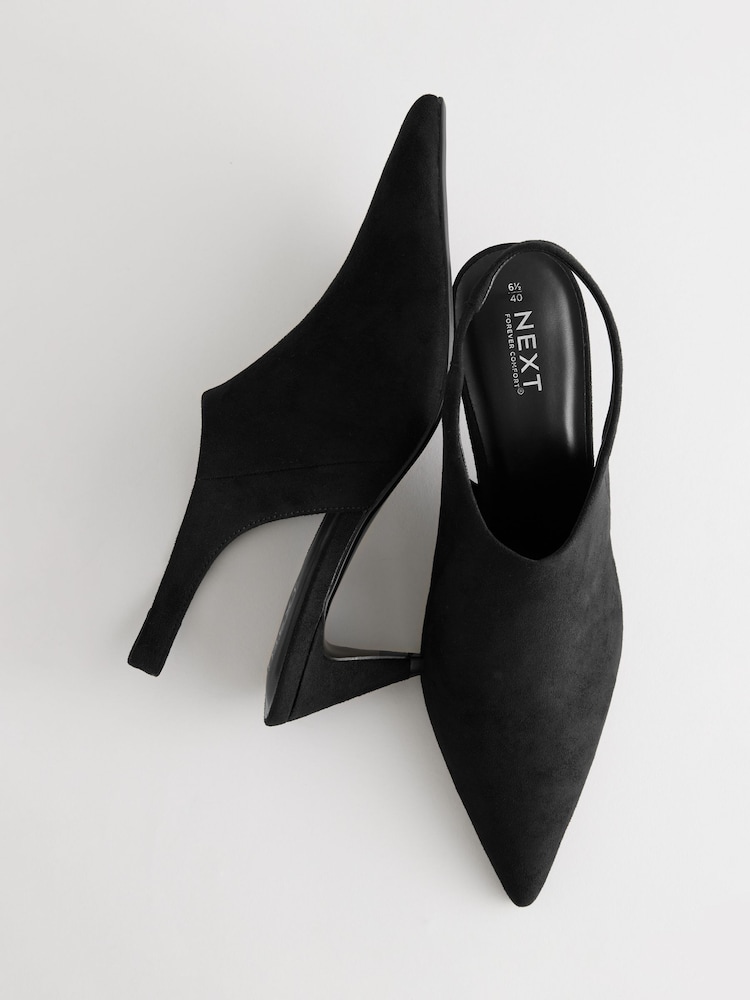أسود - Forever Comfort® Point Toe Sling Back High Cut Heels - صورة 9 من 9