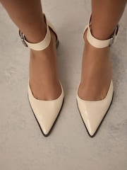 Bone Standard Fit Forever Comfort® Point Toe Buckle Hardware Detail Block Heels - Image 4 of 10