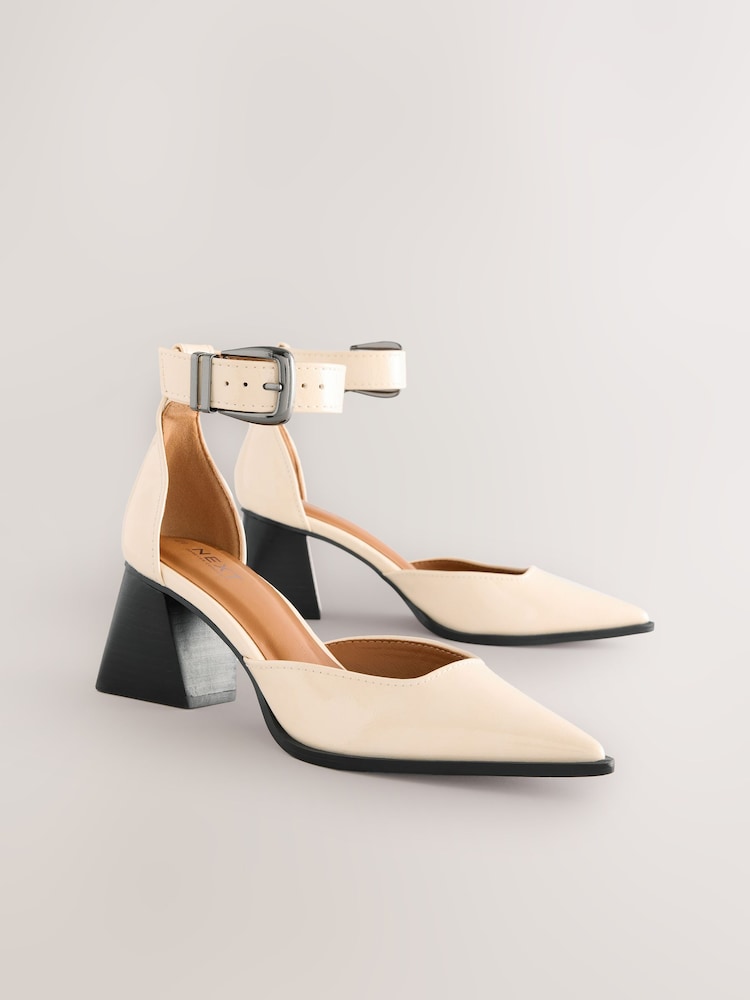 Bone Standard Fit Forever Comfort® Point Toe Buckle Hardware Detail Block Heels - Image 6 of 10