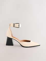 Bone Standard Fit Forever Comfort® Point Toe Buckle Hardware Detail Block Heels - Image 7 of 10