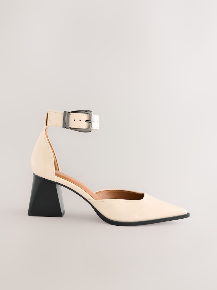 Bone Standard Fit Forever Comfort® Point Toe Buckle Hardware Detail Block Heels - Image 7 of 10