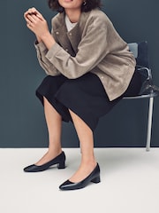 Black Standard/Wide Fit Forever Comfort® Leather Court Shoes - Image 1 of 12