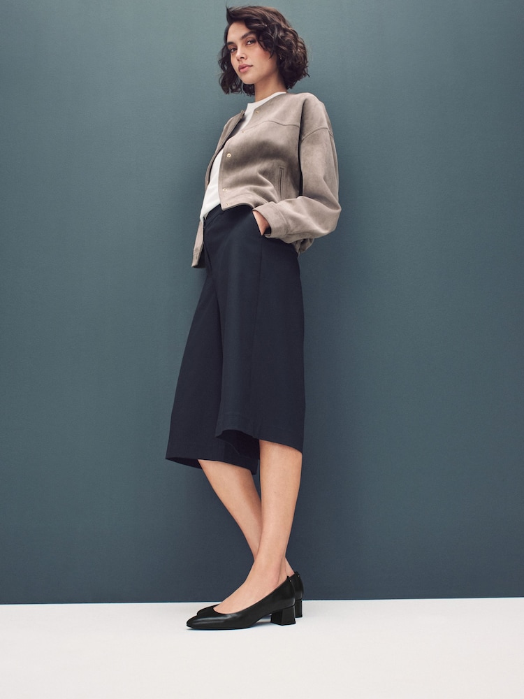 Black Standard/Wide Fit Forever Comfort® Leather Court Shoes - Image 2 of 12