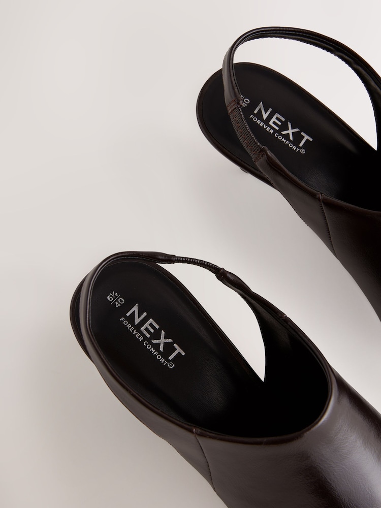 بني - Forever Comfort® Point Toe Sling Back High Cut Heels - صورة 10 من 10