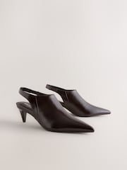 بني - Forever Comfort® Point Toe Sling Back High Cut Heels - صورة 6 من 10