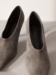 Cinza - Premium Leather High Cut Chisel Toe Court Shoes - Imagem 10 de 11