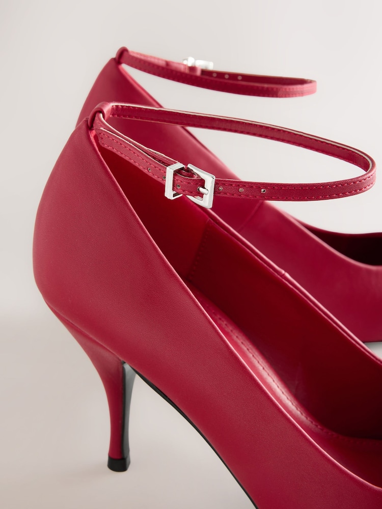 Red Standard Fit Forever Comfort® Point Toe Ankle Strap Courts - Image 9 of 9