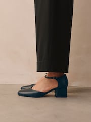 Navy Standard/Wide Fit Forever Comfort® Leather Round Toe Block Heels - Image 3 of 9