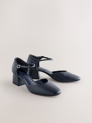 Navy Standard/Wide Fit Forever Comfort® Leather Round Toe Block Heels - Image 5 of 9