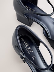 Navy Standard/Wide Fit Forever Comfort® Leather Round Toe Block Heels - Image 7 of 9