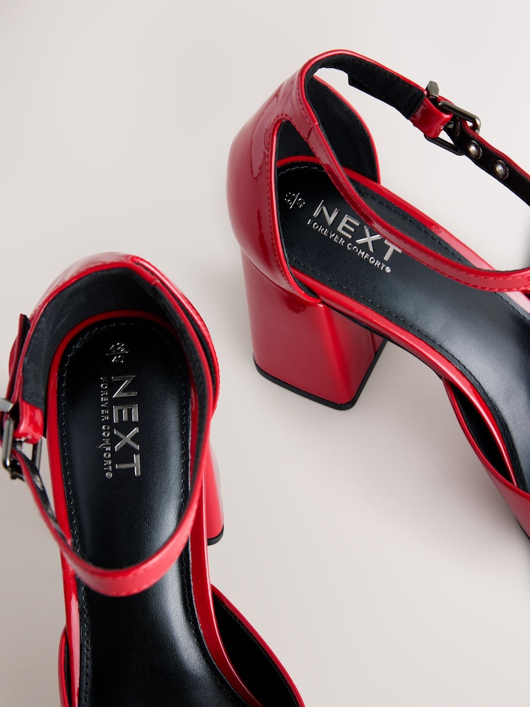 Red Standard Fit Forever Comfort® Square Toe Block Heels - Image 10 of 10