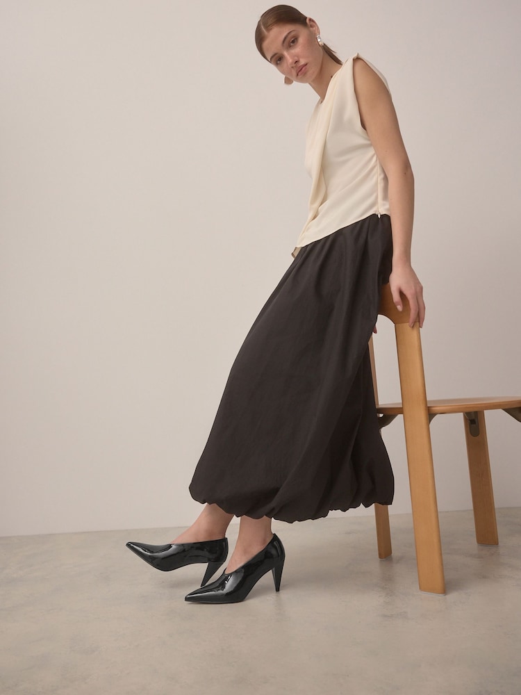 Preto - Forever Comfort® Patent Point Toe High Cut Cone Heel Courts - Imagem 2 de 11