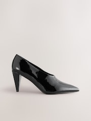 Preto - Forever Comfort® Patent Point Toe High Cut Cone Heel Courts - Imagem 7 de 11