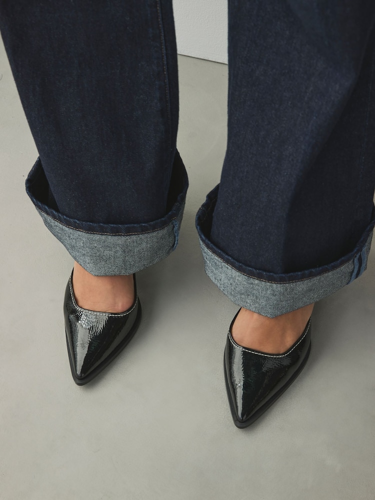 Preto - Forever Comfort® Point Toe Buckle Hardware Detail Block Heels - Imagem 3 de 3