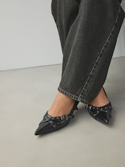 Black Standard Fit Forever Comfort® Point Toe Eyelet Buckle Low Courts - Image 2 of 9