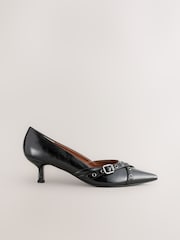 Black Standard Fit Forever Comfort® Point Toe Eyelet Buckle Low Courts - Image 5 of 9