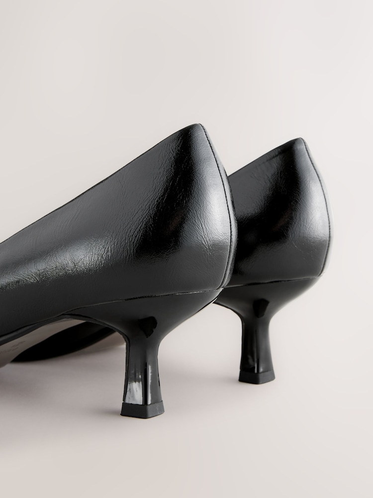 Black Standard Fit Forever Comfort® Point Toe Eyelet Buckle Low Courts - Image 8 of 9