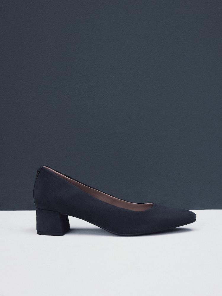 Buy Navy Suede Standard/Wide Fit Leather Court Shoes from the Next