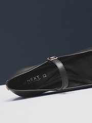 Black Standard Fit Forever Comfort® Premium Leather With Motionflex Square Toe Block Heel Mary Jane Shoes - Image 4 of 6
