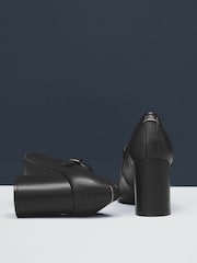 Black Standard Fit Forever Comfort® Premium Leather With Motionflex Square Toe Block Heel Mary Jane Shoes - Image 6 of 6