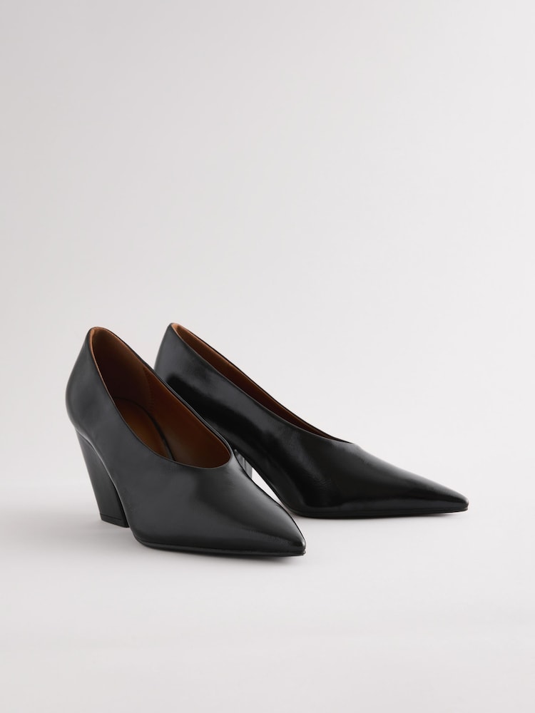 Black Standard Fit Forever Comfort® Point Toe Block Courts - Image 4 of 7