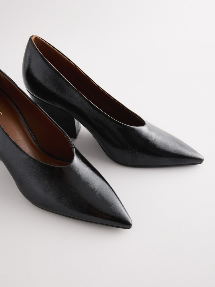 Black Standard Fit Forever Comfort® Point Toe Block Courts - Image 5 of 7