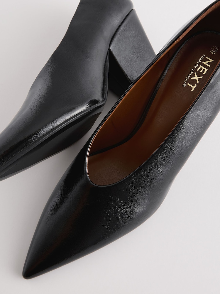 Black Standard Fit Forever Comfort® Point Toe Block Courts - Image 7 of 7