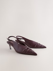 Burgundy Red Standard Fit Forever Comfort® Point Toe Ruched Slingback Heels - Image 6 of 10