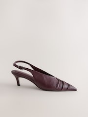 Burgundy Red Standard Fit Forever Comfort® Point Toe Ruched Slingback Heels - Image 7 of 10