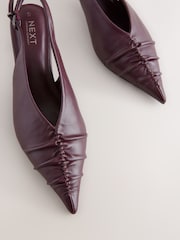Burgundy Red Standard Fit Forever Comfort® Point Toe Ruched Slingback Heels - Image 8 of 10