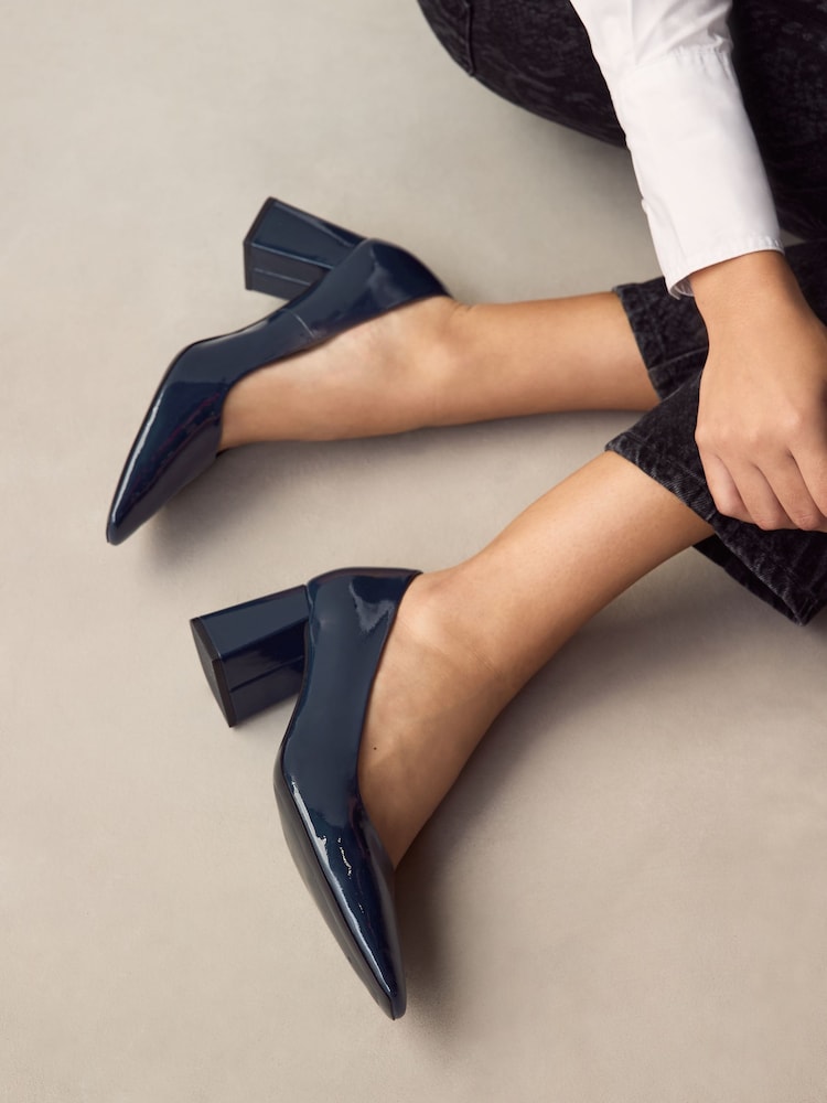 Navy Standard/Wide Fit Forever Comfort® Standard/Wide Fit Chisel Toe Block Courts - Image 2 of 9
