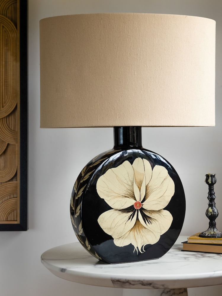 Rockett St George Black/Gold Floral Table Lamp - Image 1 of 4