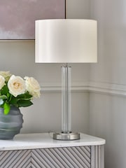 Lipsy Brushed Silver Glass Table Lamp - Image 1 of 4