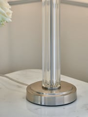 Lipsy Brushed Silver Glass Table Lamp - Image 3 of 4