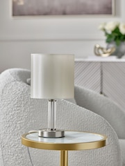 Lipsy Brushed Silver Small Glass Table Lamp - Image 1 of 4