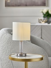 Lipsy Brushed Silver Small Glass Table Lamp - Image 2 of 4