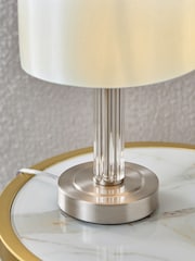 Lipsy Brushed Silver Small Glass Table Lamp - Image 3 of 4